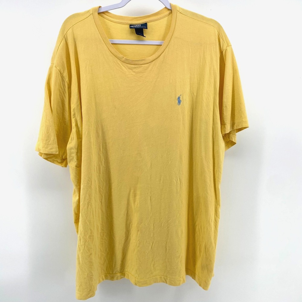 Polo Ralph Lauren T Shirt Mens Bright Yellow Short Sleeve 100% Cotton Size XL - Picture 2 of 4